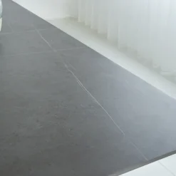 Eettafel Edin 170x90 cm marmerlook grijs - Stoneware - Grijs