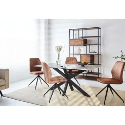 Eettafel Edin 170x90 cm marmerlook grijs - Stoneware - Grijs