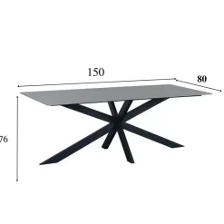 Eettafel Edin 170x90 cm marmerlook grijs - Stoneware - Grijs