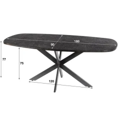 Eettafel Grijs Staal - 180x90x77cm - Metallic