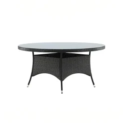 Eettafel Grijs Wicker/Glas - Ø90x74cm - Volta