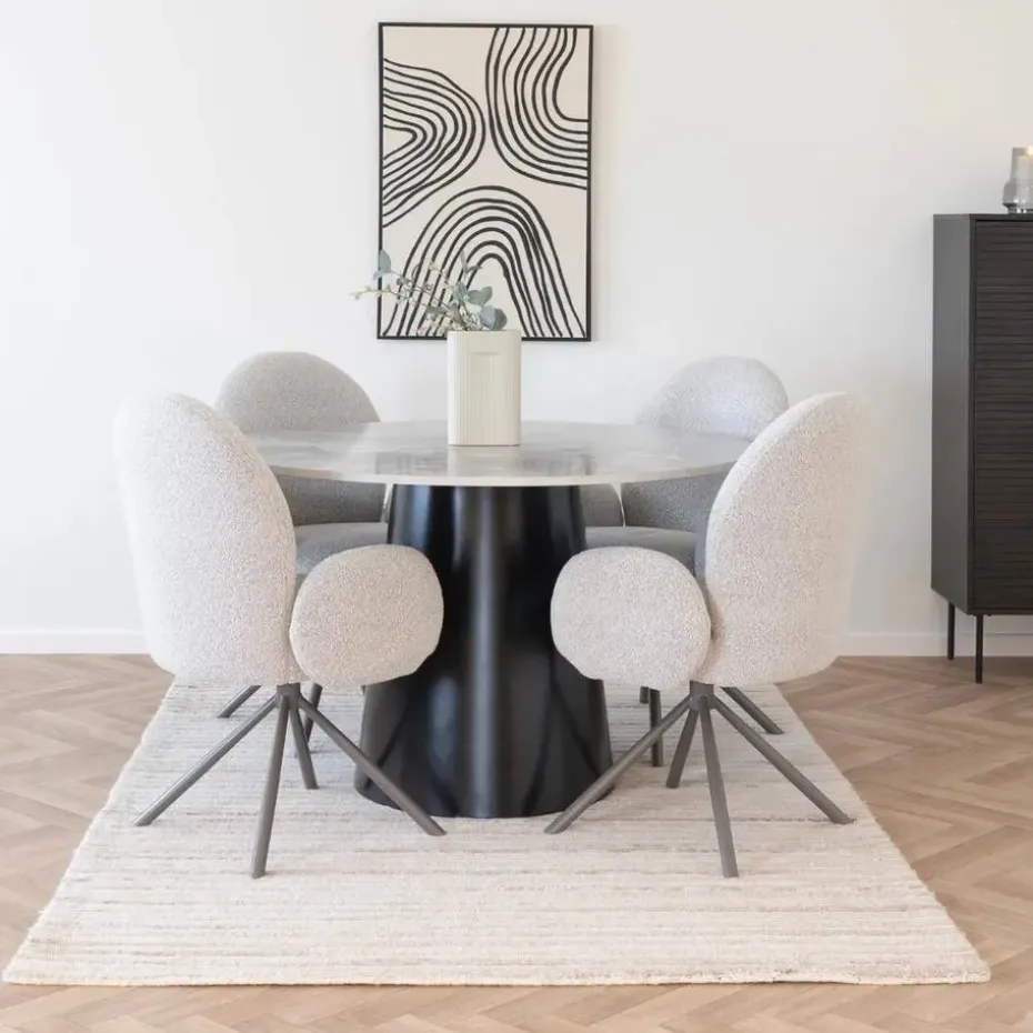 Eettafel Grijs/Zwart - Rond - 120x120x75cm - Brito