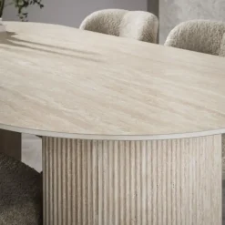 Eettafel Ovaal - Travertin Beige - 180x90x77cm - Arch