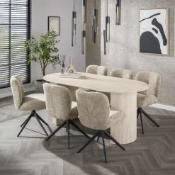 Eettafel Ovaal - Travertin Beige - 180x90x77cm - Arch