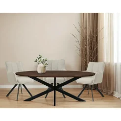 Eettafel Ovaal 240cm - Bruin Mangohout - Matrix-poot - Jesper