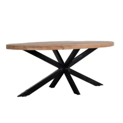 Eettafel Ovaal 240cm - Mangohout Naturel - Matrix-Poot - Mansour