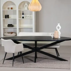 Eettafel Ovaal 240cm - Mangohout Zwart - Matrix-Poot - Mansour