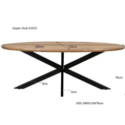 Eettafel Ovaal 240cm - Naturel Mangohout - Jesper