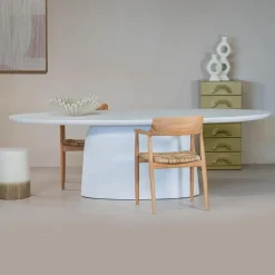 Eettafel Ovaal 200cm - Wit Betonlook - Myrna