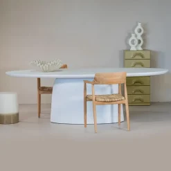 Eettafel Ovaal 240cm - Wit Betonlook - Myrna