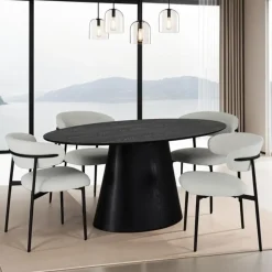 Eettafel Ovaal 160cm - Zwart Eikenhout - 4-6 Personen - Tango