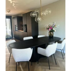 Eettafel Ovaal 240cm - Zwart - Hout - Eettafel Ava