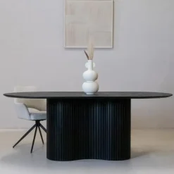 Eettafel Ovaal 200cm - Zwart - Hout - Eettafel Ava