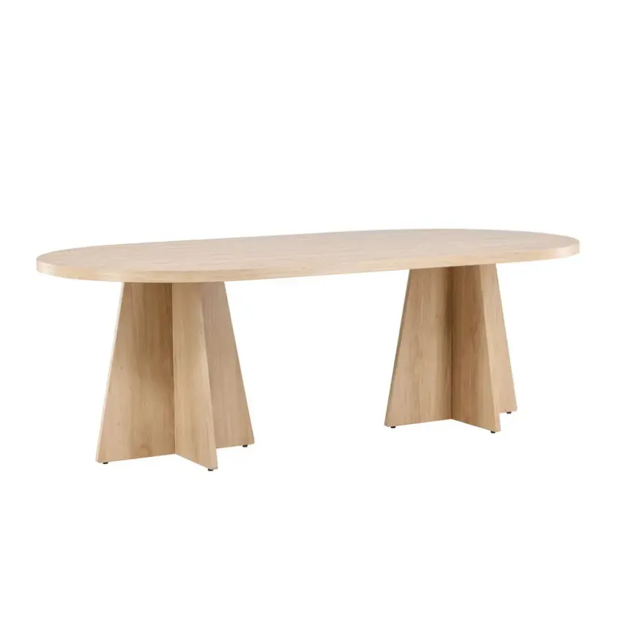 Eettafel Ovaal Naturel 220cm - Fineer - Scandinavisch - Tafel Bootcut