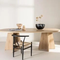 Eettafel Ovaal Naturel 220cm - Fineer - Scandinavisch - Tafel Bootcut