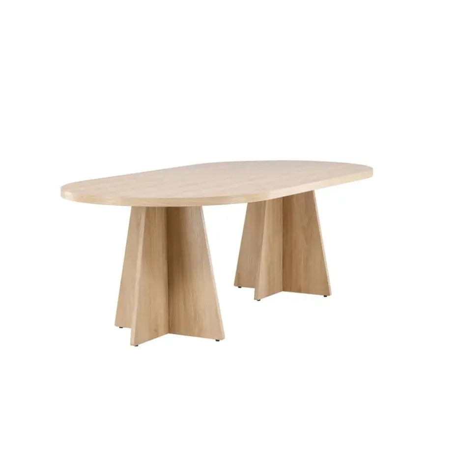Eettafel Ovaal Naturel 220cm - Fineer - Scandinavisch - Tafel Bootcut