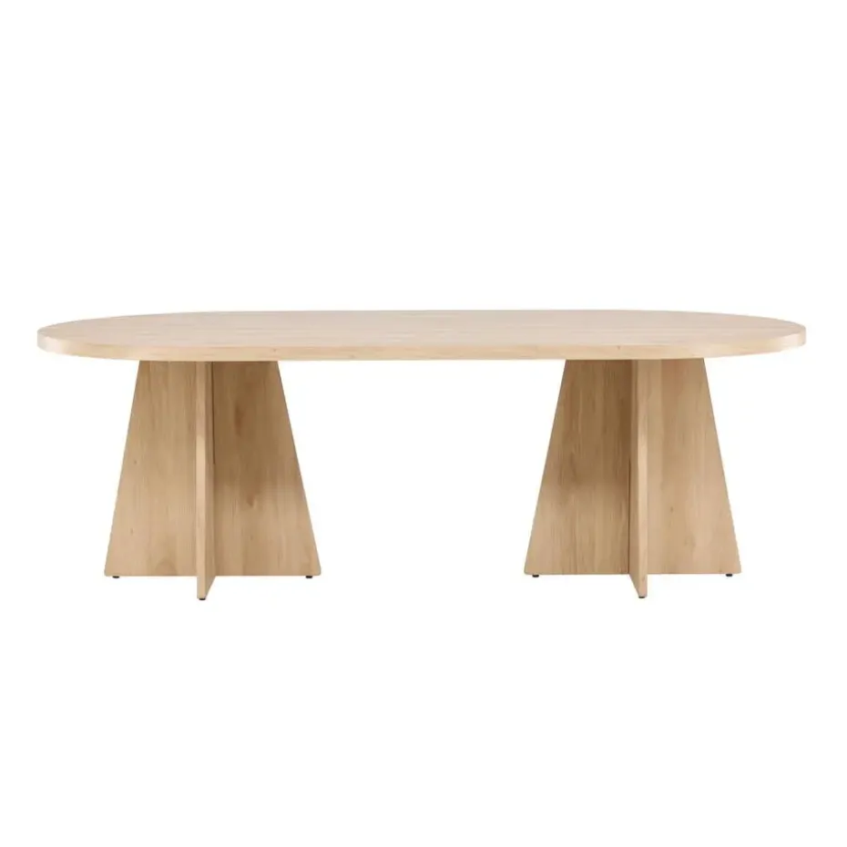 Eettafel Ovaal Naturel 220cm - Fineer - Scandinavisch - Tafel Bootcut