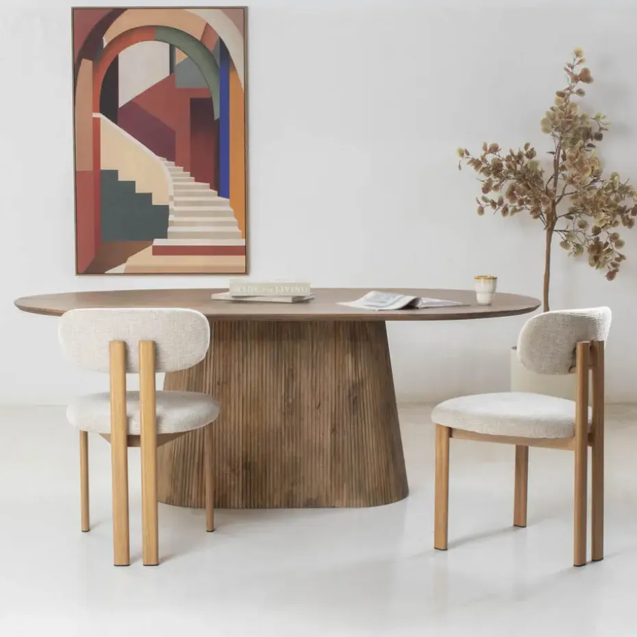 Eettafel Ovaal Naturel Hout - 200x110x76cm - Salvador