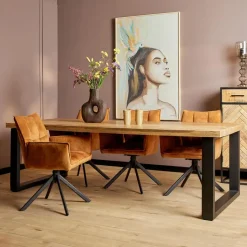 Eettafel Rechthoek Mangohout - U-Poot - 220x100x76cm - Denver