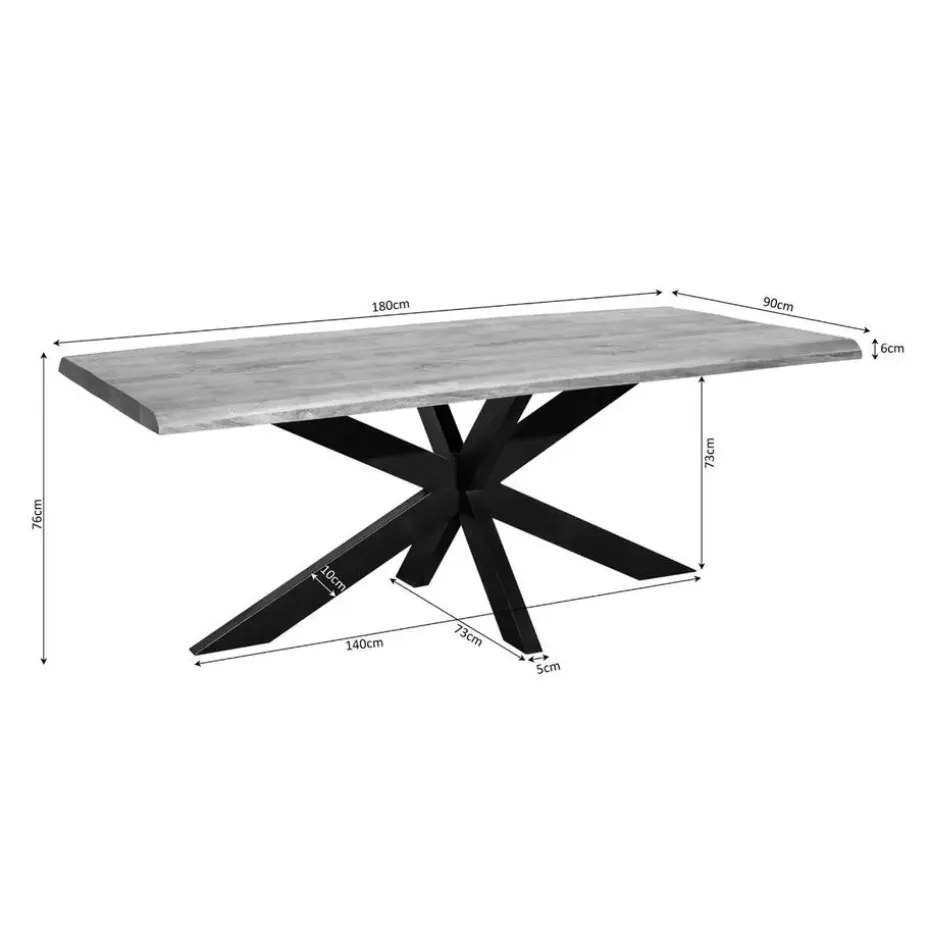 Eettafel Rechthoek Naturel Hout - 180x90x76cm - Denver