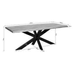 Eettafel Rechthoek Naturel Hout - 220x100x76cm - Denver