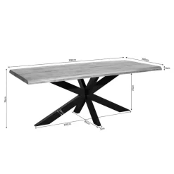 Eettafel Rechthoek Naturel Hout - 200x100x76cm - Denver