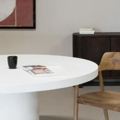 Eettafel Rond 150cm - Wit Eco Composiet - Betonlook - Eden