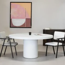 Eettafel Rond 150cm - Wit Eco Composiet - Betonlook - Eden