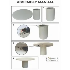 Eettafel Rond 150cm - Wit Eco Composiet - Betonlook - Eden