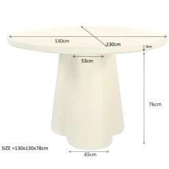 Eettafel Rond Ø130cm - Zand Beton - 2-4 Personen - Sandy