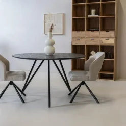 Eettafel Rond 130cm - Zwart Metaal - 4-6 Personen - Marly