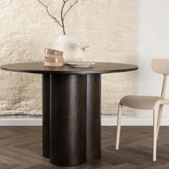 Eettafel Rond Walnoot 110cm - Fineer - Scandinavisch - Tafel Olivia