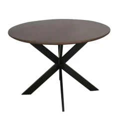Eettafel Rond Walnoot/Zwart - 150x150x76cm - Madison