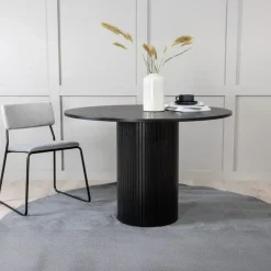 Eettafel Rond Zwart 110cm - Fineer - Scandinavisch