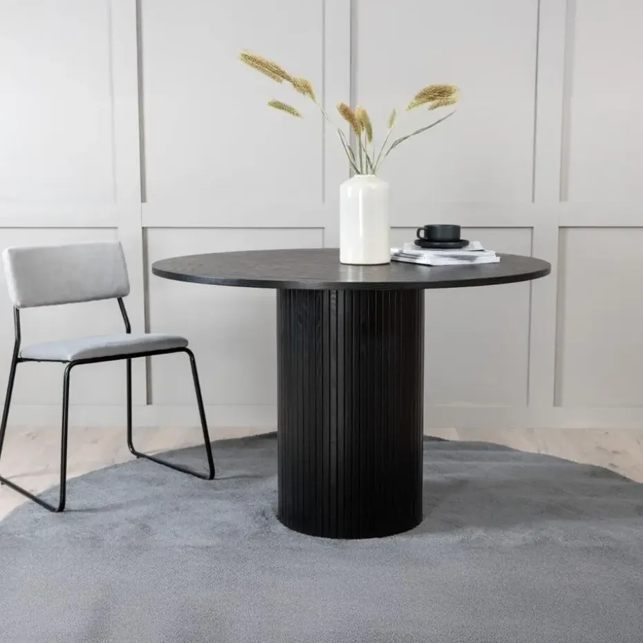 Eettafel Rond Zwart 110cm - Fineer - Scandinavisch