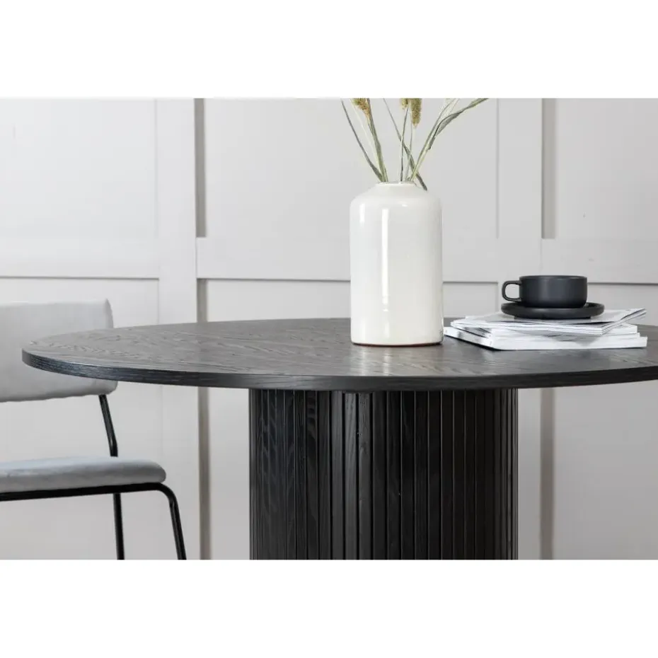 Eettafel Rond Zwart 110cm - Fineer - Scandinavisch