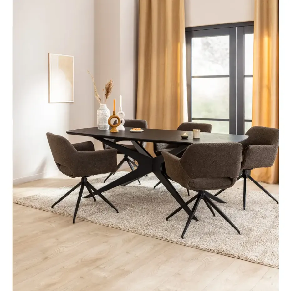 Eettafel Suzanne - zwart - 200x90 cm