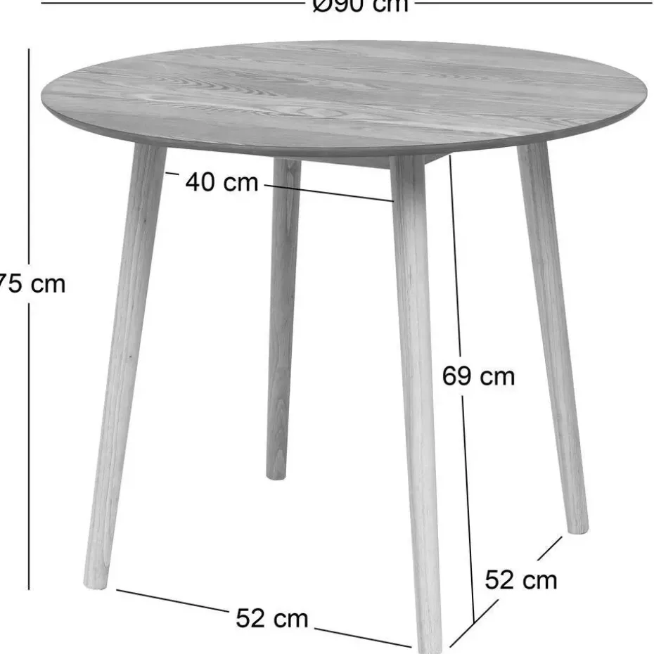 Eettafel voor 4 personen van massief grenen D90