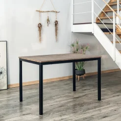 Eettafel voor 4 personen van metaal en grijs hout L120