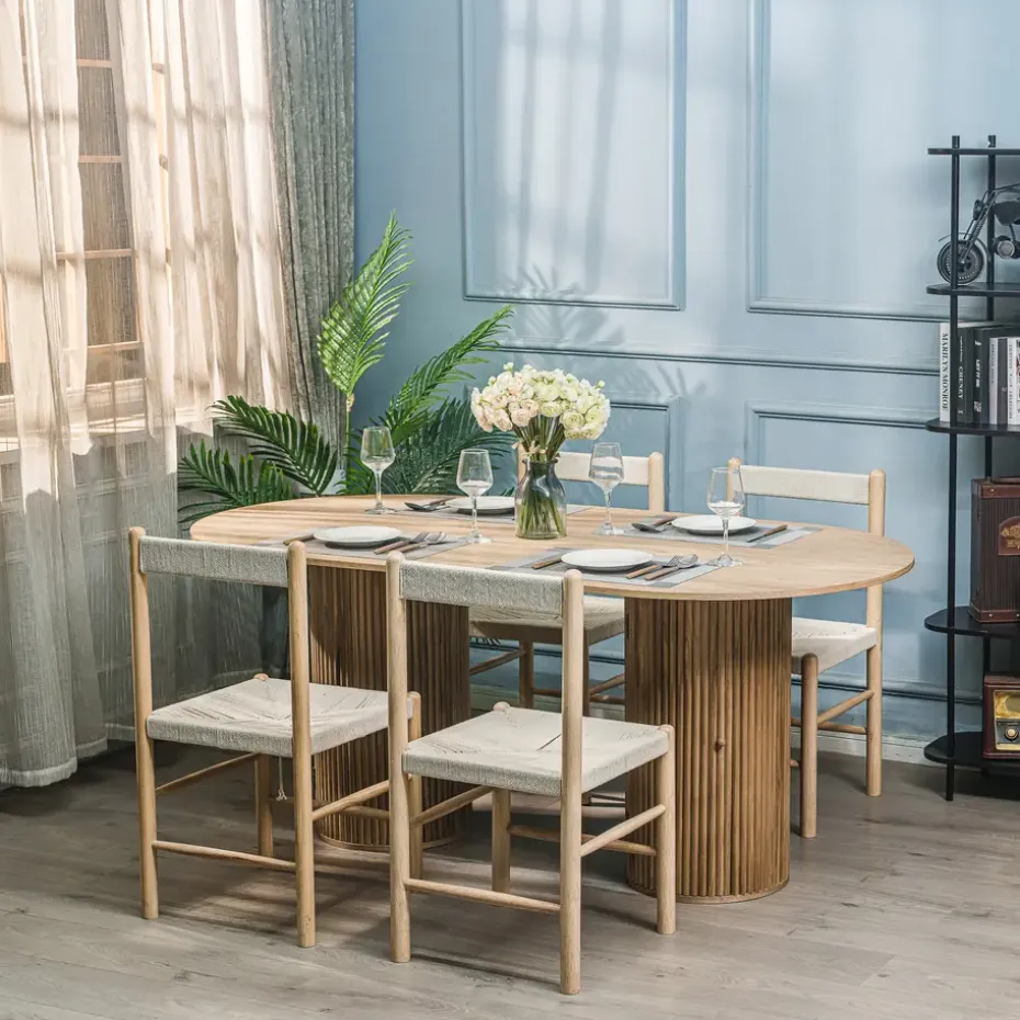 Eettafel voor 6 personen van massief grenen D120