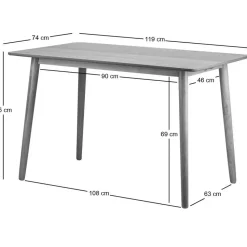 Eettafel voor 4 personen van massief grenenhout L120