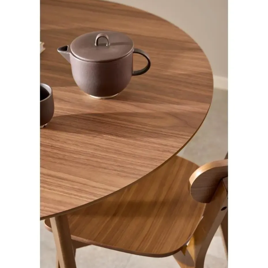 Eettafel Walnoot Rond - 105x105x76cm - Levi