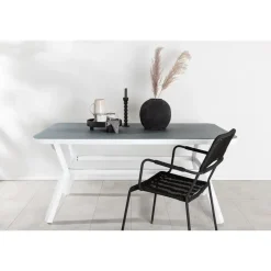 Eettafel Wit Grijs Glas - 160x90x74cm - Virya