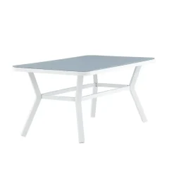Eettafel Wit Grijs Glas - 160x90x74cm - Virya