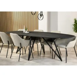 Eettafel Zwart Acaciahout - Ovaal - 240x110x76cm - Langford