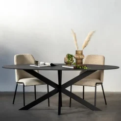 Eettafel Zwart Fenix Metaal - 200x90x76cm - Harper
