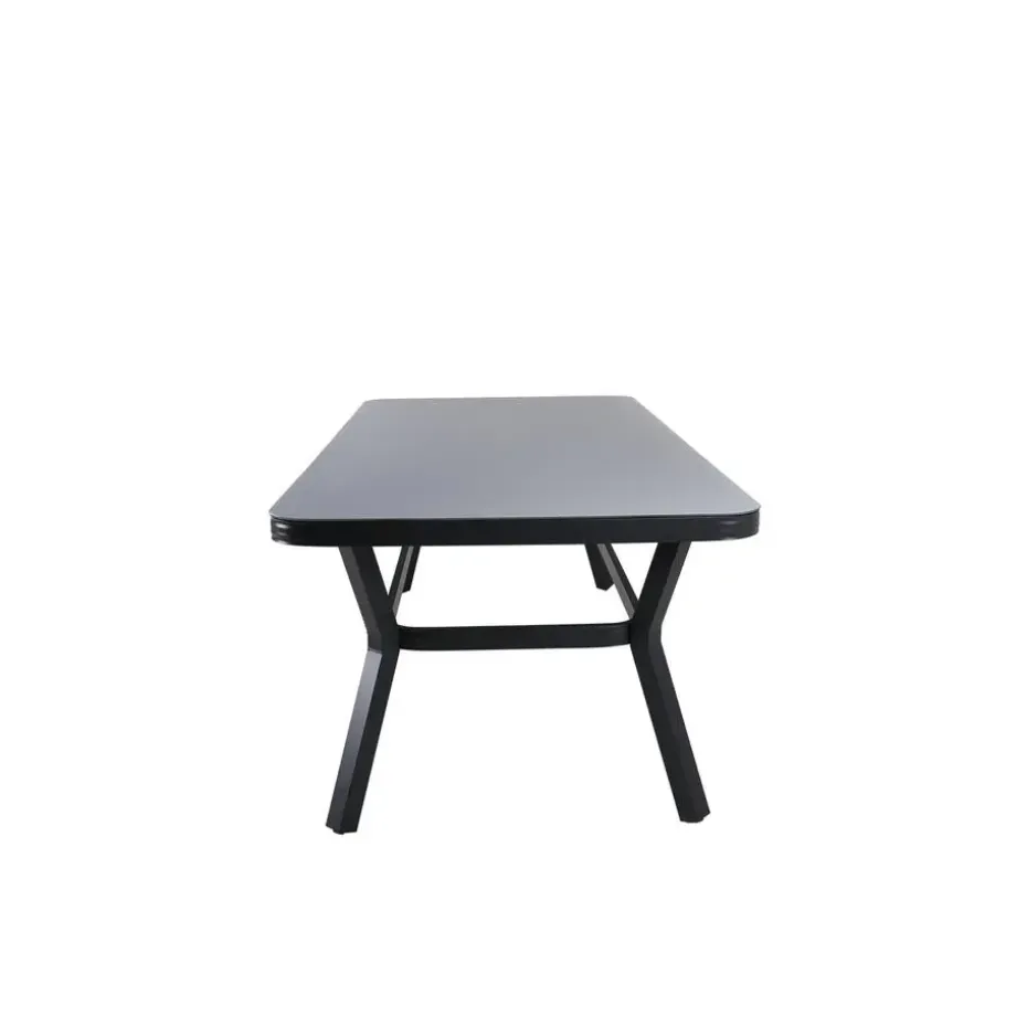 Eettafel Zwart Grijs Glas - 200x100x74cm - Virya