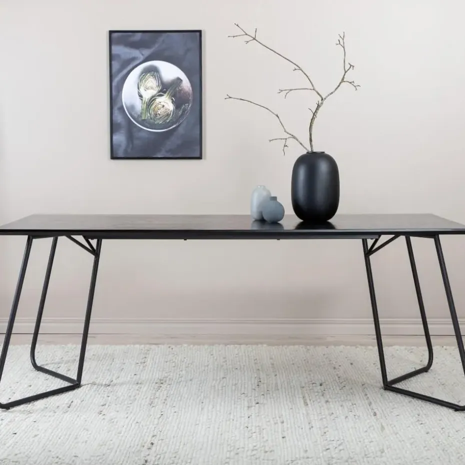 Eettafel Zwart Hout - 190x90x75cm - Petra