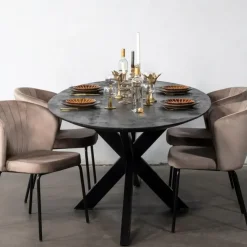 Eettafel Zwart Mangohout - 200x100x78cm - Diamond