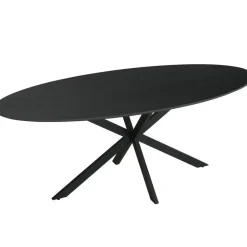 Eettafel Zwart Ovaal Melamine - 200x100x75cm - 4-6 Personen - Jax